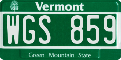 VT license plate WGS859