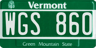 VT license plate WGS860