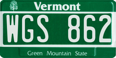 VT license plate WGS862
