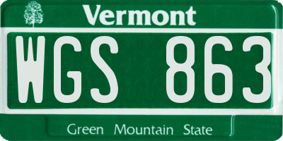 VT license plate WGS863