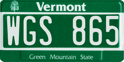 VT license plate WGS865
