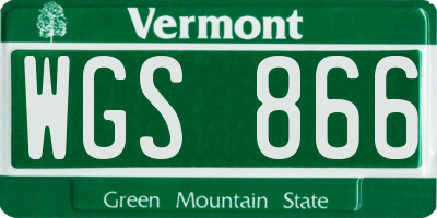 VT license plate WGS866