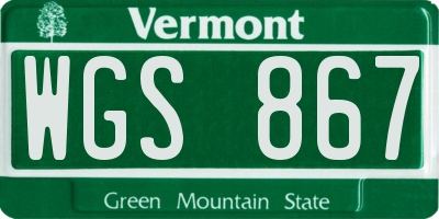 VT license plate WGS867