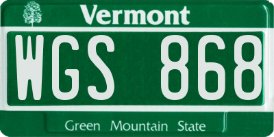 VT license plate WGS868