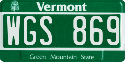 VT license plate WGS869