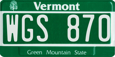 VT license plate WGS870