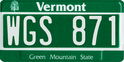 VT license plate WGS871