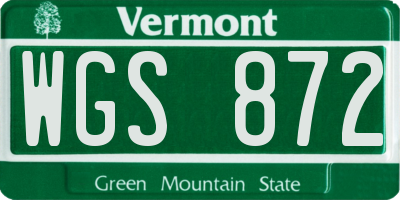VT license plate WGS872