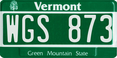 VT license plate WGS873