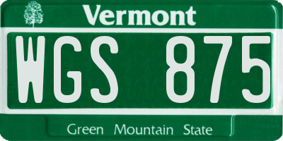 VT license plate WGS875