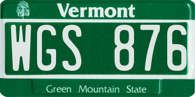 VT license plate WGS876