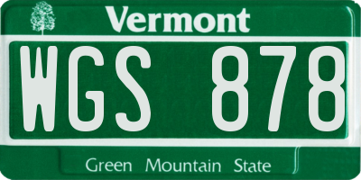 VT license plate WGS878