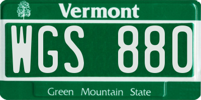 VT license plate WGS880