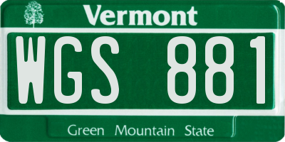VT license plate WGS881