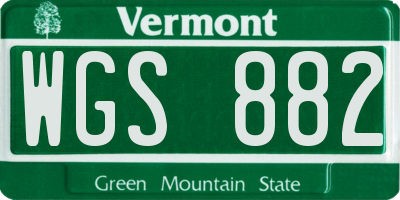 VT license plate WGS882