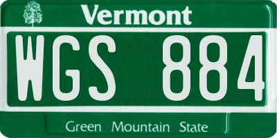 VT license plate WGS884