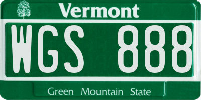 VT license plate WGS888