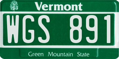 VT license plate WGS891