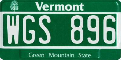 VT license plate WGS896