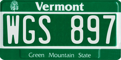 VT license plate WGS897