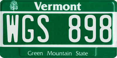 VT license plate WGS898