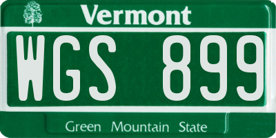 VT license plate WGS899