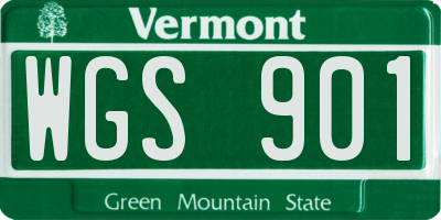 VT license plate WGS901
