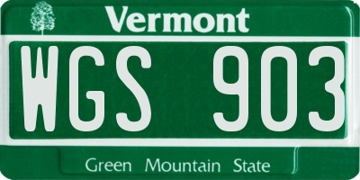 VT license plate WGS903