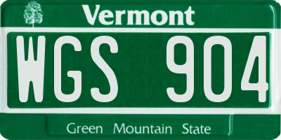 VT license plate WGS904