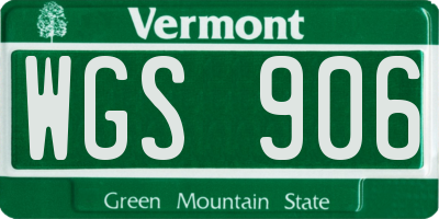 VT license plate WGS906