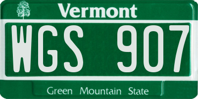 VT license plate WGS907