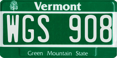 VT license plate WGS908