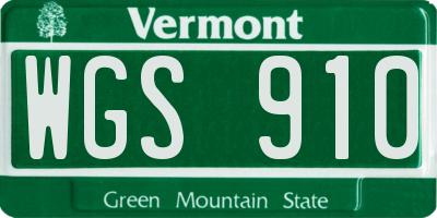 VT license plate WGS910