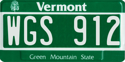 VT license plate WGS912