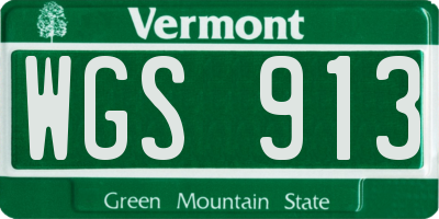 VT license plate WGS913