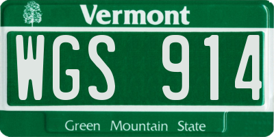 VT license plate WGS914