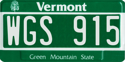 VT license plate WGS915