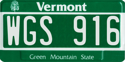 VT license plate WGS916