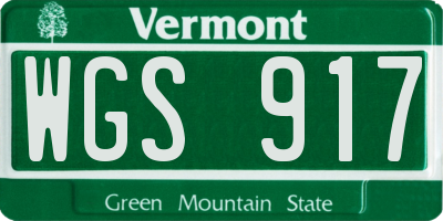VT license plate WGS917