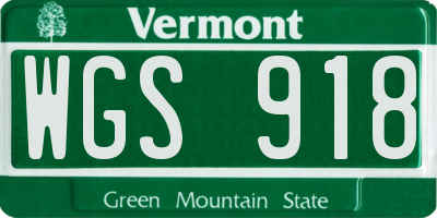 VT license plate WGS918