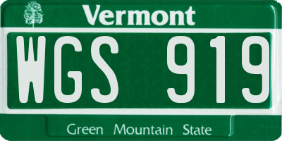 VT license plate WGS919