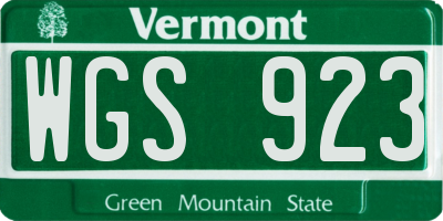 VT license plate WGS923
