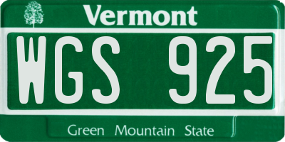 VT license plate WGS925