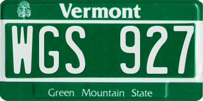 VT license plate WGS927