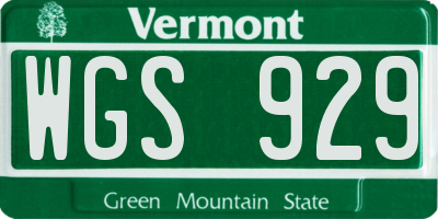 VT license plate WGS929