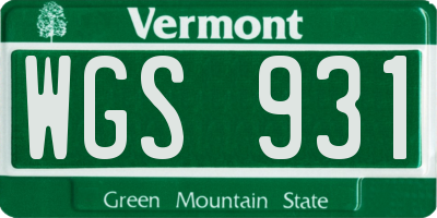 VT license plate WGS931