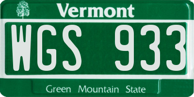 VT license plate WGS933