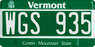 VT license plate WGS935
