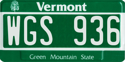 VT license plate WGS936