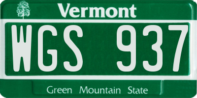 VT license plate WGS937